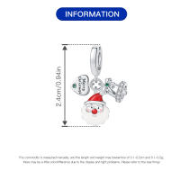 Colgante De Santa Claus De Plata 925 Para Pulseras Joyería Fina Para Mujer Accesorios DIY Regalos De Navidad Zirconia - details 6