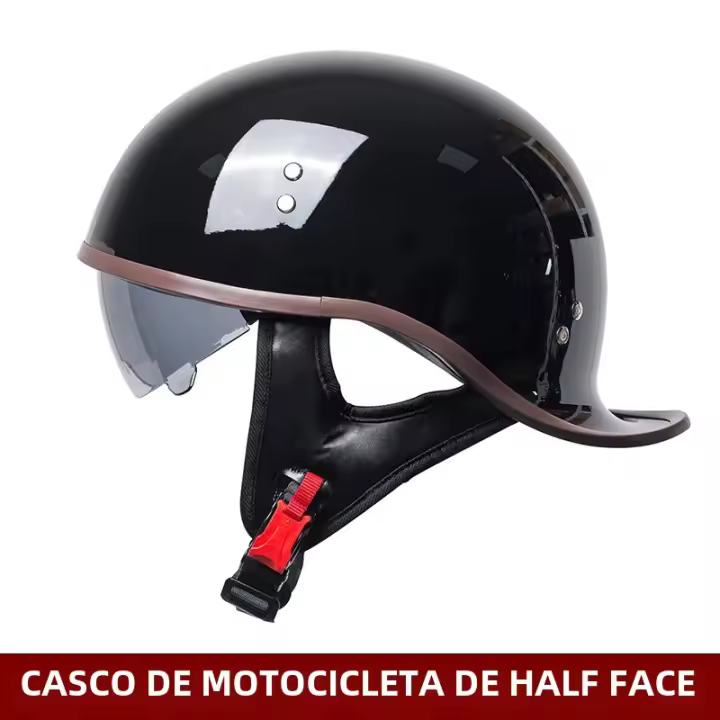 Casco De Motocicleta Retro Para Hombres Y Mujeres Con Espejo Y Batería Eléctrica Peso 700g Estilo Mitad Casco Material ABS - 1