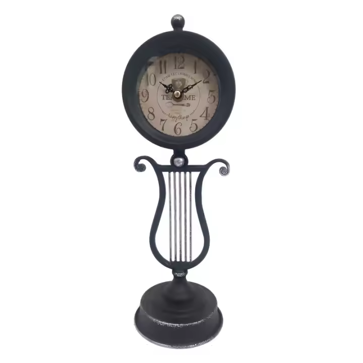 SIGNES GRIMALT Reloj de Mesa Vintage Negro de Metal | Decoración Hogar Rústica | Medidas 35.5x11x12cm - 1