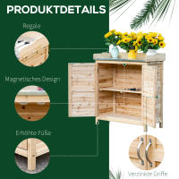 Armaria de Jardín, Mesa de Plantación con armarario Bajo, Madera, armarario de artículos With 2 estantes, Caseta de Jardín, Caseta de Jardín, naturaleza - details 4
