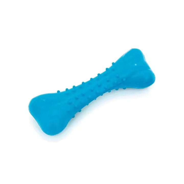 Juguete para Perros de Goma Azul  - Hueso de 13.5cm con Textura de Púas para Morder y Lanzar Arquivet - 1