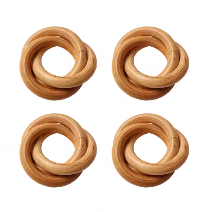 Anillos de madera para servilletas, 4 piezas, círculos de madera para hebillas de macramé, soportes para servilletas para granja, boda, decoración de mesa - 1