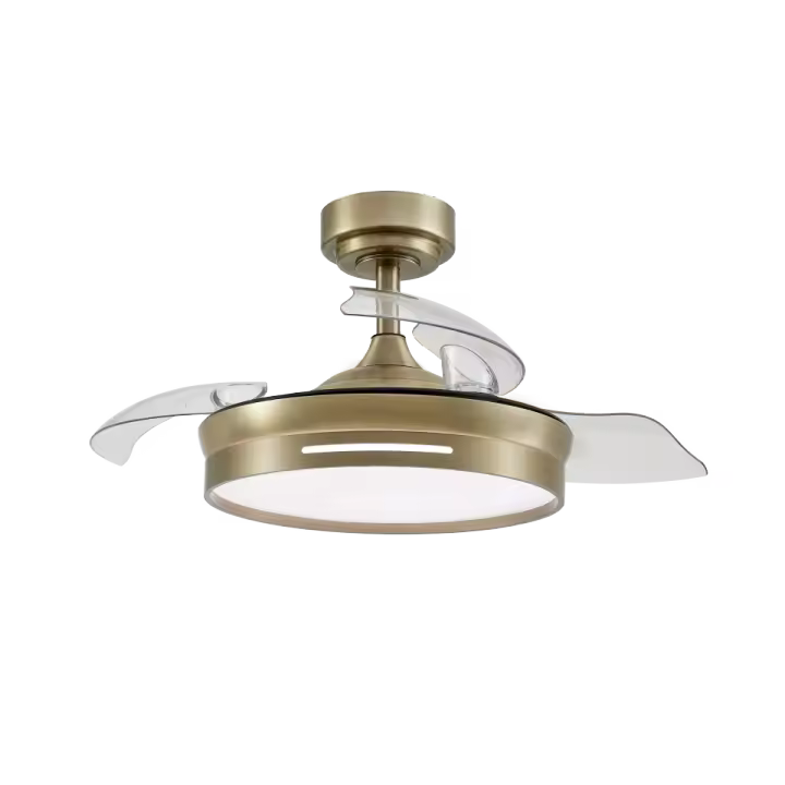 VENTILADOR DE TECHO Dc 48w MICENAS FABRILAMP  Cuero 3asp. 91d 6velocidades 4800 Lm 3000-4000-6000k Remoto+memoria+temporizador 24 - 1