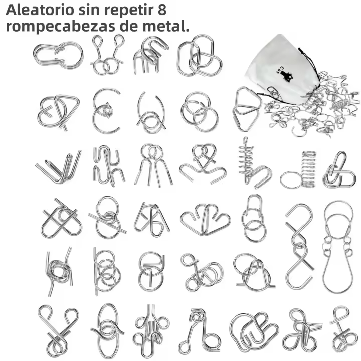 Juego De Puzzle De Hilo Metálico Desafío Cerebral IQ Prueba Juguete De Desbloqueo De Anillo Chino Juego De Magia Geométrico Para Adolescentes Y Adultos - 1