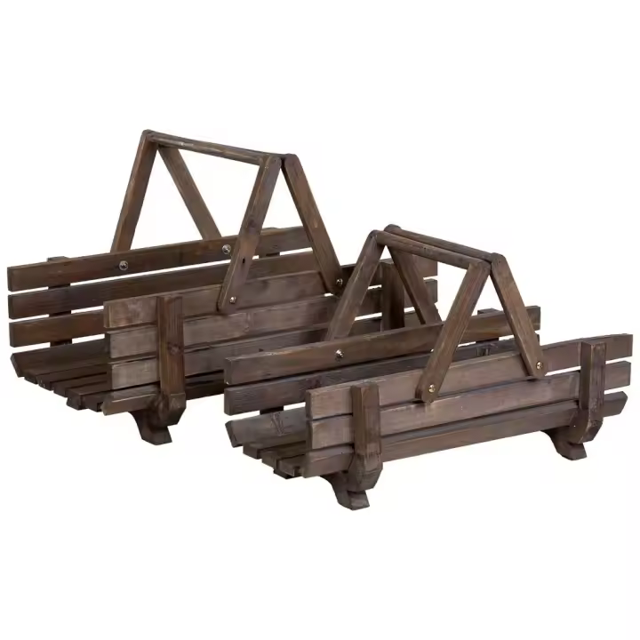 2 cestas de madera con asas abatibles 61.5x38x43h- 59x27x35.5h cm - 1