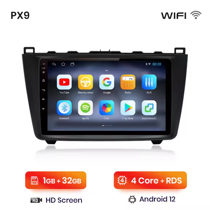 AWESAFE inalámbrico CarPlay Android Auto Radio para Mazda 6 6(GH) Rui 2007 - 2015  coche reproductor multimedia GPS 2 din autoradio volante controles RDS Bluetooth - 1