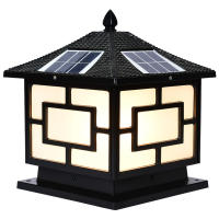 Luz de columna solar para Exteriores, impermeable, para Villa, Jardín, pared, Puerta de Casa, Luz de columna LED (azulejo de Aluminio esmaltado Gruesto, caracteres chinos, 200 cm x 24 cm x 18 cm, Energía Solar de Doble propóstio, Negro) - details 0