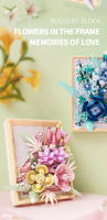 Marco De Fotos Con Bloques De Construcción De Flores Fantasía Modelo De Arreglo De Flores Creativo Decoración De Escritorio Juguete DIY Regalos Para Niños - details 1