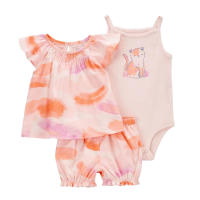 Nueva ropa de verano para niñas, pantalones cortos de manga corta, camisetas, trajes de tres piezas. - details 7