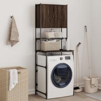 vidaXL Armario de Lavadora Estantería de Almacenaje Baño Colada Roble Ahumado Color Roble Sonoma,  Roble ahumado,  Gris sonoma y mas - details 3