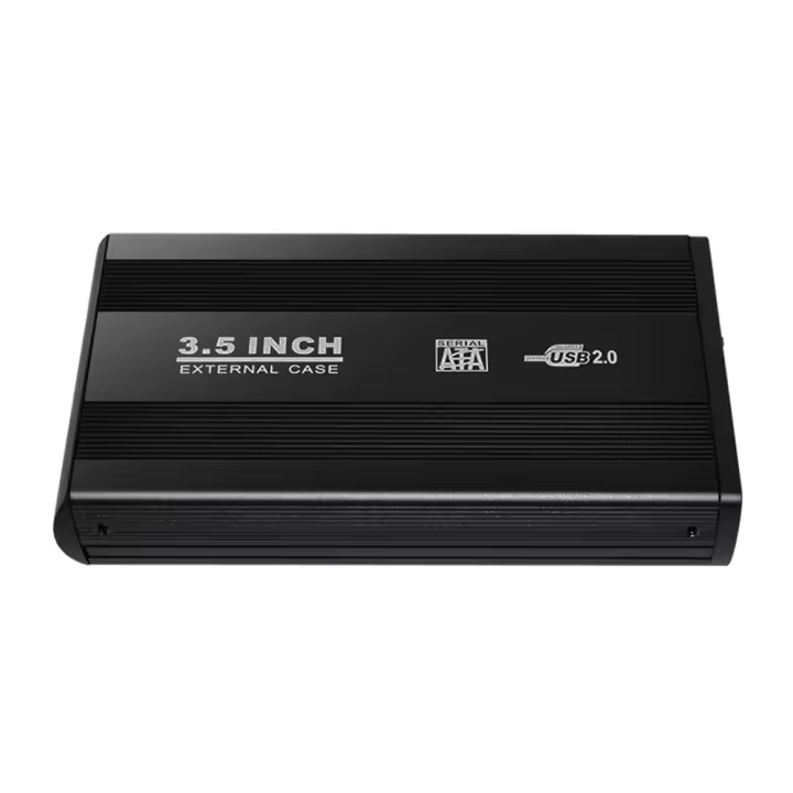 Carcasa De Disco Duro 3.5 Pulgadas Para SSD Y HDD SATA USB 2.0 Cubierta Protectora Negra Aluminio Externa Enclosure - 1