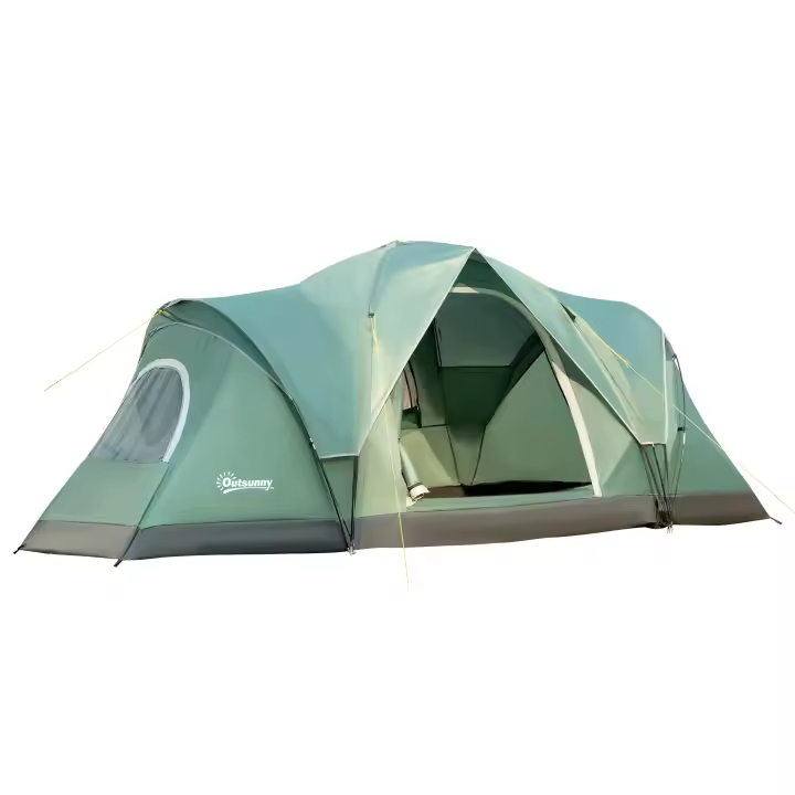 Outsunny Tienda de Campaña para 5-6 Personas Impermeable 3000mm+ Prueba de UV con Bolsa de Transporte y Gancho para Luz de Camping 455x230x180 cm - 1