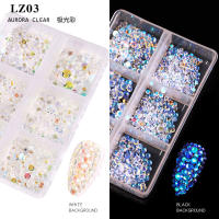 Kit De Diamantes Champagne Para Uñas Con 6 Cuadrículas De AB Cristales Planos Para Arte De Uñas Y Diseño De Manicura DIY Colores Mixtos - details 8