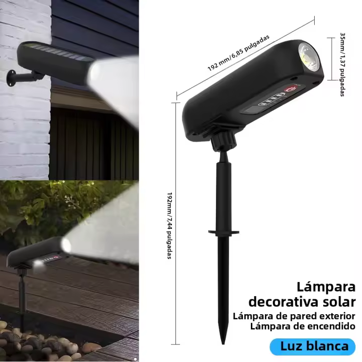 Spotlight Solar LED Exterior Ajustable Luz De Paisaje Solar Impermeable Con Auto Encendido/Apagado 2-en-1 Luz De Pared Para Jardín Patio Carretera Césped - 1