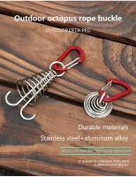 Gancho De Madera Y Acero Inoxidable Para Camping Y Aventuras Al Aire Libre Hebilla De Octopus Para Cordones Y Cuerda De Remolque Fijación De Tents Accesorio De Camping - details 1
