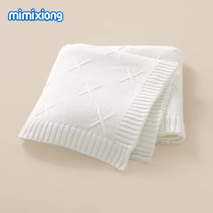 Mantas de Algodón tejadas para Bebe, cochecito para recién nasido, envoltura para envolver, Fashion a Cuadros sólidos, ropa de Cama para Niño y Niña, colcha calada de - 1