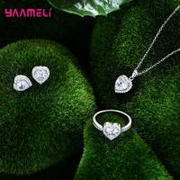 Juego De Joyas De Aniversario Romántico Para Día De San Valentín En Plata De Ley 925 Con Zirconia Cúbica Corazón Anillo Collar Y Aretes Para Mujer - details 2