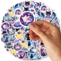 Pegatinas Tema Gato Estrellado 46pcs PVC Impermeables Para Decoración De Portátil Botella Y Maleta Accesorios Creativos Para Jóvenes De 14 Años O Más - details 5