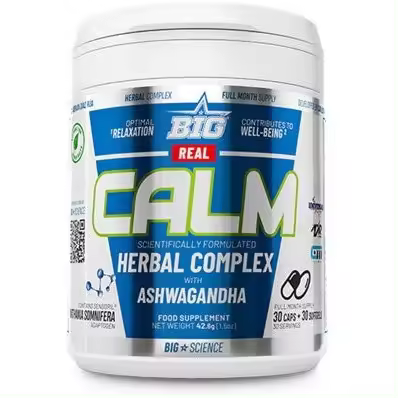 Real Calm Bigscience - Combate Estrés y Ansiedad - Extracto de Ashwagandha y Aceite de Lavanda - Alimentos y Bebidas Nutricionales - 1