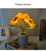 Lámpara De Noche LED Recargable Con Flores De Girasol Iluminación Interior Para Dormitorio Luz De Mesa Decorativa Para La Cama - details 6