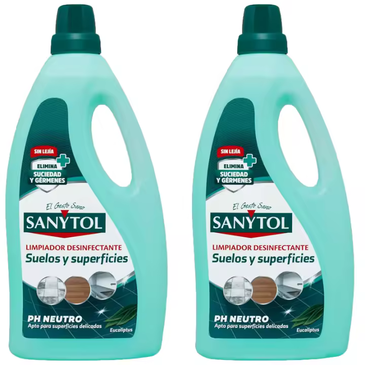 Pack De 2, 3 o 4 Botellas De Sanytol Botella Desinfectante Sin Lejía Limpiahogar, 1.2L, Elimina Bacterias, Hongos y Virus Sin Lejía, Perfume Eucaliptu - 1