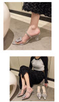 Sandalias Elegantes De Tacón Alto Para Mujer Con Diamantes Transparentes Y Punta Puntiaguda Moda Verano Cómodas Para Fiestas - details 8