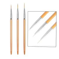 3Pcs Línea De Uñas Acrílicas Con Estampado Francés Artículos De Manicura Herramientas De Dibujo DIY Pincel De Uñas Gel UV Con Toppings 3D - details 3