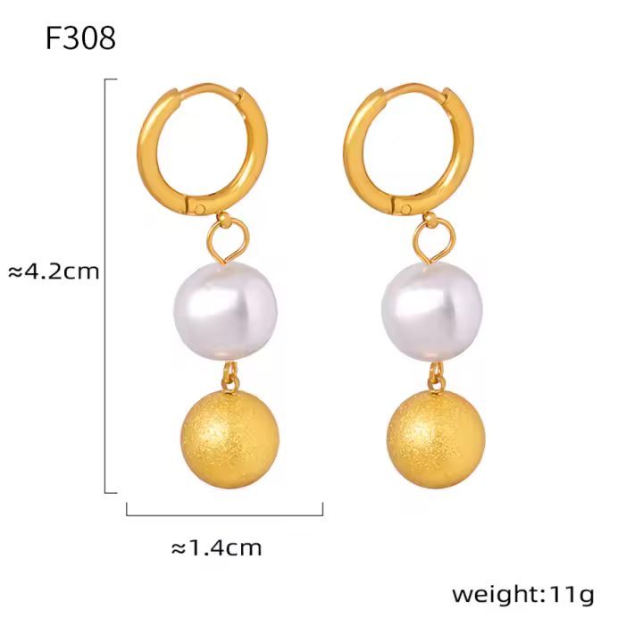 Elegantes perlas de agua dulce con colgantes de madera de arce en varios colores para mujer, pendientes redondos de anillos de amor - 1