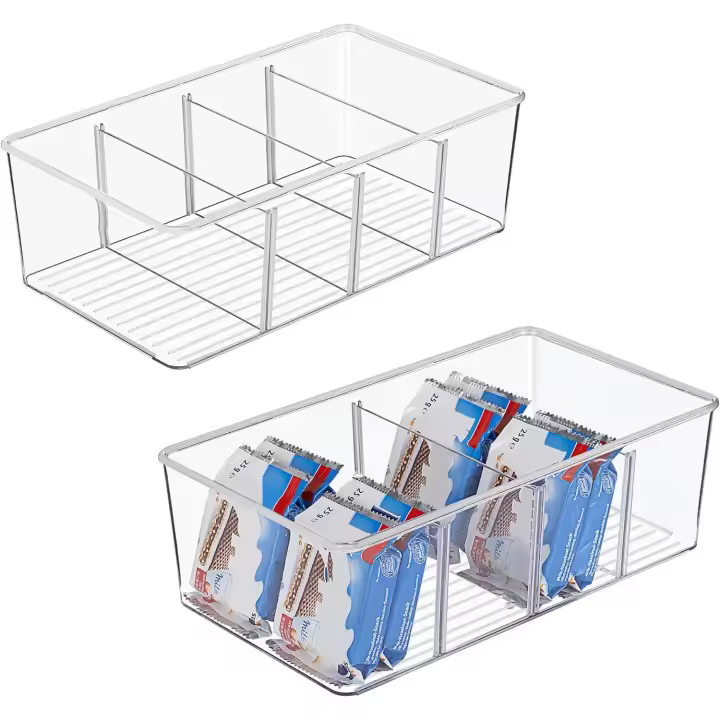 Paquete de 2 cajas organizadoras de almacenamiento de alimentos, transparentes para desthink, Cocina, refrigerador, Organización y almacenamiento de armarios. - 1