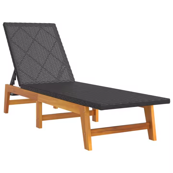 vidaXL Tumbonas 2 uds ratán y madera maciza acacia y Modelos de 2x sun lounger +table, Tumbona, Tumbona + Mesa Sillas de Exterior Ideal para jardín, playa, piscina, terraza Tumbona Piscina Tumbonas Playa Tumbonas Jardín Exterior - 1