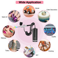Kit De Aerógrafo Para Uñas Con Compresor Portátil Para Pintura De Galletas Y Artesanías Herramienta De Belleza Multifuncional Metálica Recargable Por USB - details 2
