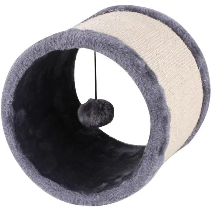 COTTECOTA-Rascador Sisal con Bola Colgante para Gatos ø23 x L 21 Cm Gris Rueda para Gato Juguete para Gatos Poste Rascador Afilador de Garra entretenimiento para Mascota Tabla de rascar para mascotas cilindro bola interactiva gatos Rascador redondo  29340 - 1