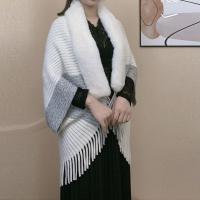 Chal De Punto Para Mujer Con Piel De Peluche Artificial Y Cuello Suelto De Moda Para Vestidos De Noche Boda Invierno Cálido Y Suave - details 4