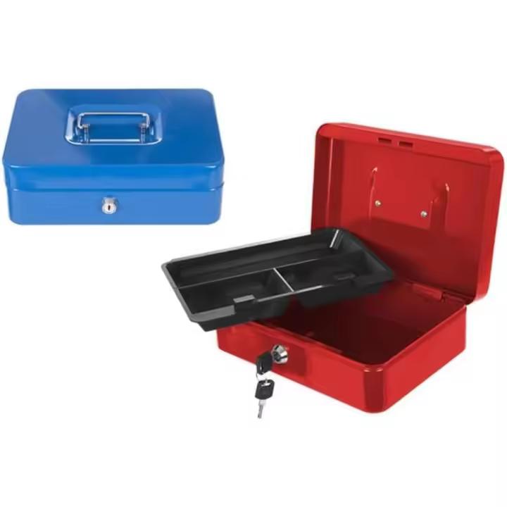 GIOCOKIDS, Caja de Caudales con Llave 25x18 cm - Caja de Seguridad Metálica Portátil para Dinero y Documentos - 1
