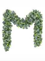 Guirnalda De Hojas De Eucalipto Artificiales Verdes Con Flores Y Bayas Blancas 1pc Decoración Para Bodas Y Fiestas En Casa - details 1