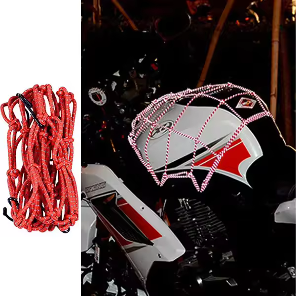 Red De Almacenamiento Elástica Reflectante Para Motocicleta 40x40cm Organizador De Bolsas De Equipaje Con Portador De Casco Accesorios De Motocicleta - 1