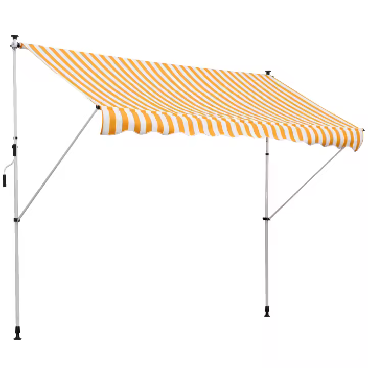Outsunny Toldo Manual Retráctil para Exterior 300x150x170-280 cm Toldo Enrollable Altura Ajustable con Manivela Protección Solar para Terraza Balcón Jardín - 1