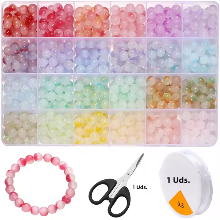 Kit De Joyería DIY Con 600 Piezas De Cuentas De Gelatina De Doble Color Y Cordón Elástico Para Pulseras Y Collares Unisex - 1
