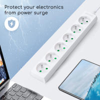 Aigostar Regleta alargador de 6 enchufes 16A 2P + E con cable de 1.5/3/5 metros e. Color Blanco - details 5