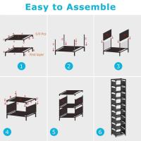 Organizador De Zapatos De 10 Niveles 1pc Estructura De Acero Y Interiores De Tela Para Entrada Pasillo Sala De Estar Simple - details 7