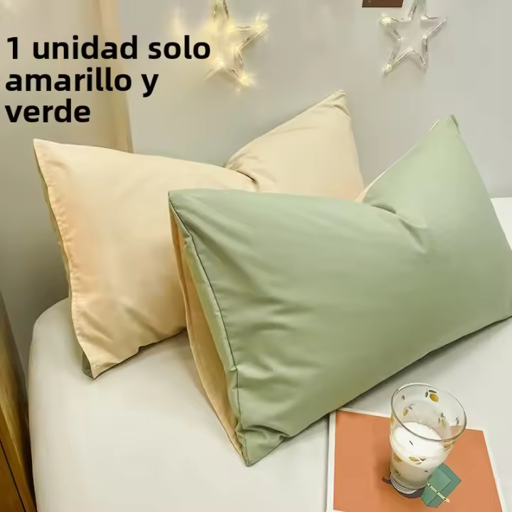 Funda De Almohada De Bloque De Colores 100% Algodón Brushed Super Suave Y Cómoda Resistente a Arrugas Y Desvanecimiento Cierre De Envelope - 1