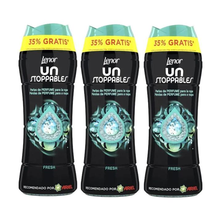 LENOR Unstoppables Fresh Perlas Impulsoras De Fragancia Pack 3 x 270g, Perlas de Perfume para la Ropa con Aroma Floral, Impulso de frescura en Cada Lavado
