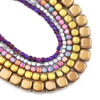 Cuentas De Hierro Natural En Forma De Cubo Y Cuadrado 2/3/4/6MM Colores Azul Y Oro Marrón Para Creación De Joyería Pulseras Y Collares DIY - details 5