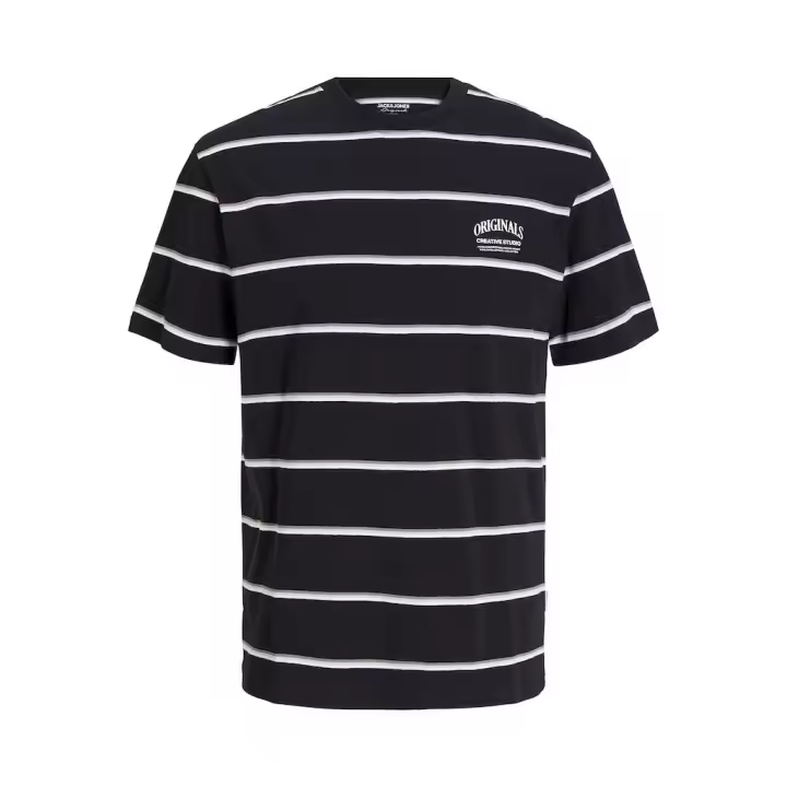 Camiseta 12251901 Jorlucca Stripe Tee Ss Crew Neck Black Jack & jones - 1