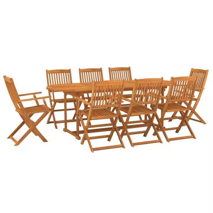 vidaXL Set comedor de jardín 9 piezas madera maciza acacia 220x90x75cm - 1