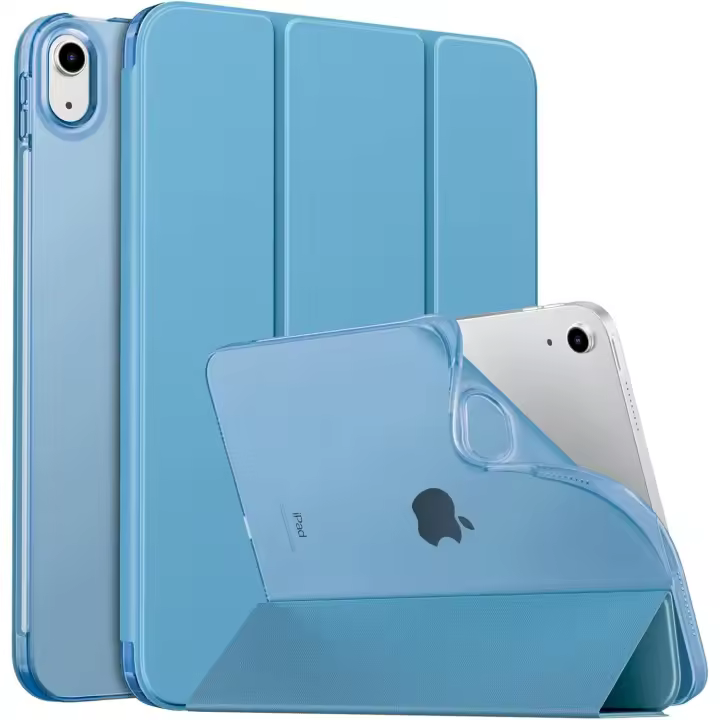 Hülle für iPad (A16) 11. Gen 11" 2025/10. Gen 10,9" 2022, iPad Hülle TPU Transluzent Matt Rückseite Cover mit Auto Schlaf/Aufwach Tablet Hüllen Schutzhülle mit Ständer, Nebliges Blau - 1