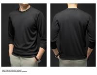 Camiseta De Manga Larga Para Hombre De Otoño Primavera Estilo Casual Sólido Calidad Superior Tops Básicos Clásicos Para Hombres - details 7