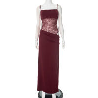Vestido Larguísimo De Verano Para Mujer En Malla Transparente Con Encaje Y2K Sin Mangas Y Espalda Descubierta Sexy Bodycon Streetwear Polyester Elástico - details 4