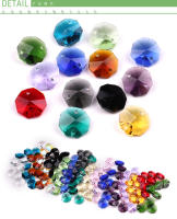 40Pcs 14mm Cuentas De Vidrio Facetado Octagonales Con Agujeros Doble Para Manualidades DIY Colgantes Para Candelabros Y Sopladores De Luz - details 5