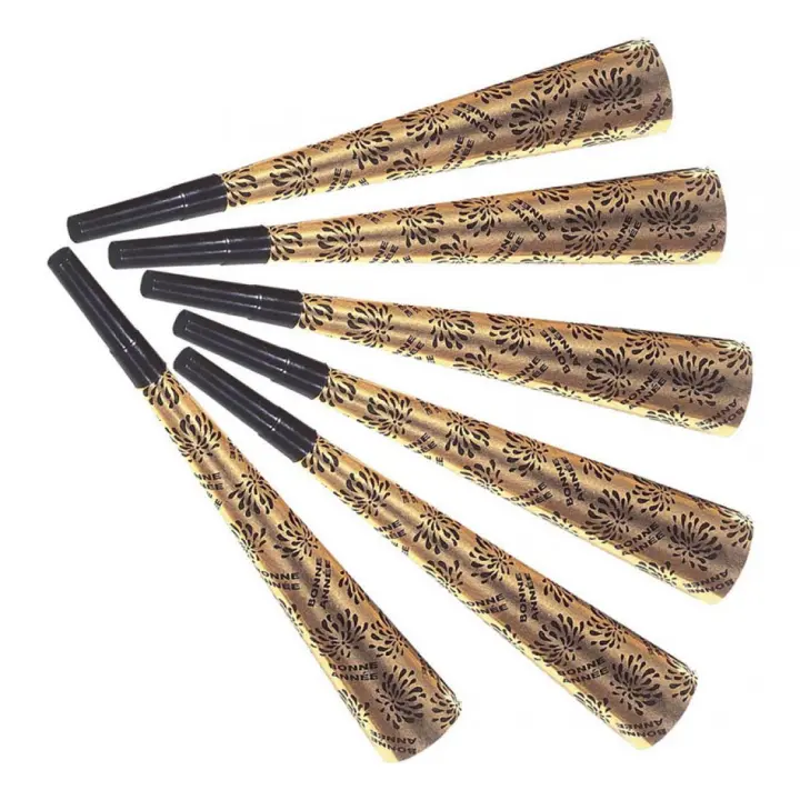 Widmann Pack de 6 Trompetas Doradas 'Bonne Année' de 25 cm para Nochevieja - 1